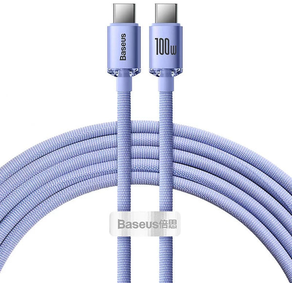 Cabo Carregamento Rápido Usb-C - Usb-C Crystal Shine 100W 1.2M Roxo