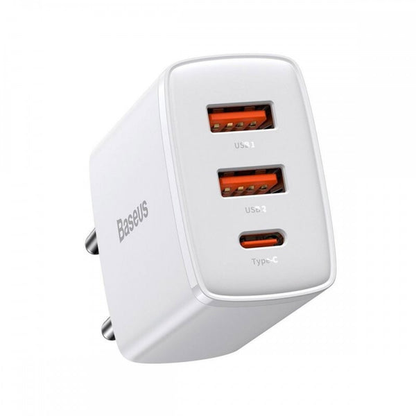 Carregador Compacto Usb-C/Usb-A 30W Carregamento Rápido QC3.0 Branco